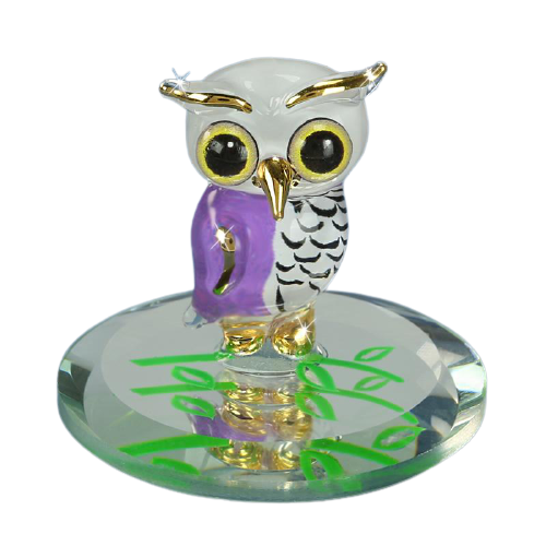 Glass Baron Snowy Owl Figurine with 22kt Gold Accents