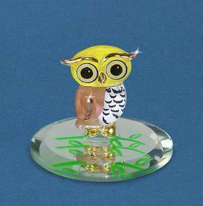Glass Owl Handcrafted Figurine Accented with 22kt Gold