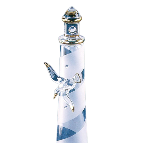 Glass Baron Spiral Lighthouse with Sea Gull Figurine