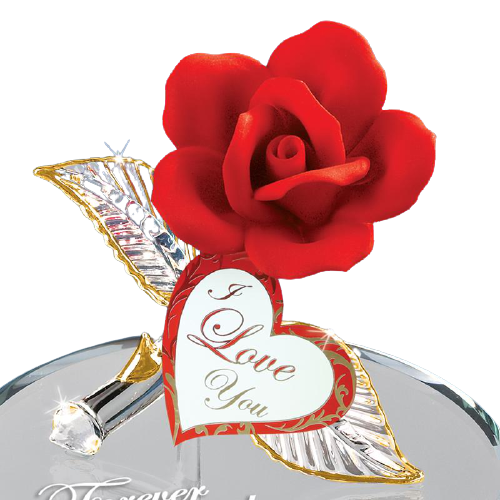 Glass Baron "Forever and Always" Red Rose Figurine
