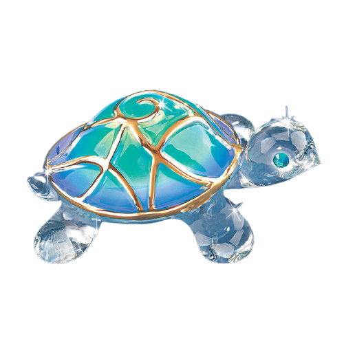 Glass Baron Turtle Collectible Figurine with Crystals Accents