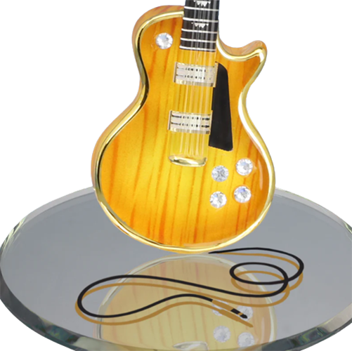 Glass Guitar Collectible Figurine Classic Woodgrain