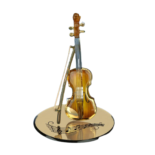 Glass Baron Violin Figurine Accented with Real 22Kt Gold