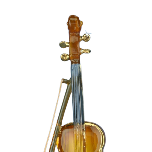 Glass Baron Violin Figurine Accented with Real 22Kt Gold